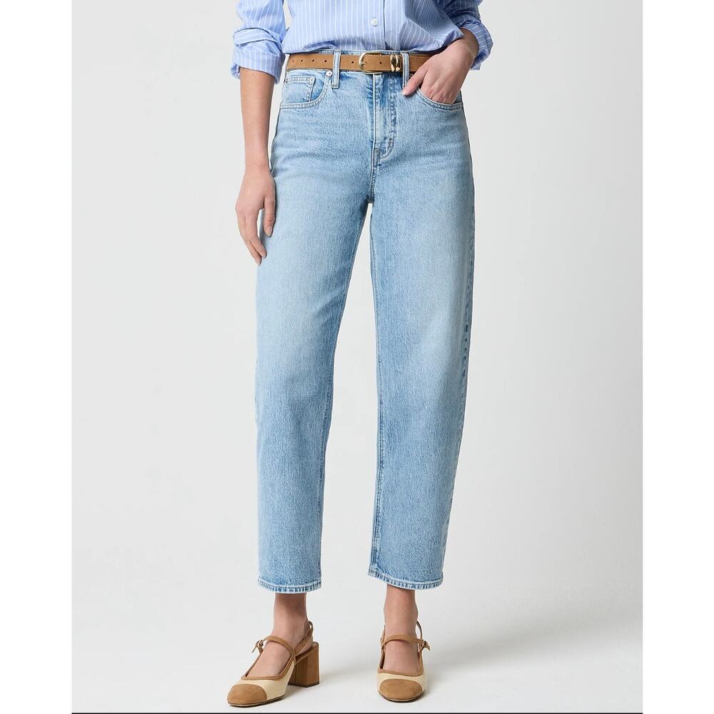 NWT J. Crew Barrel Leg Jean All Day Stretch Jeanne Wash 34